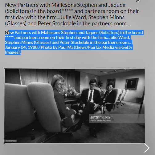 NewPartnersWith MallesonsStephen&Jaques(Solicitors)board-.JulieWard-Stephen Minns (Glasses)&Peter StockdalePartners roomJanuary04,1988.